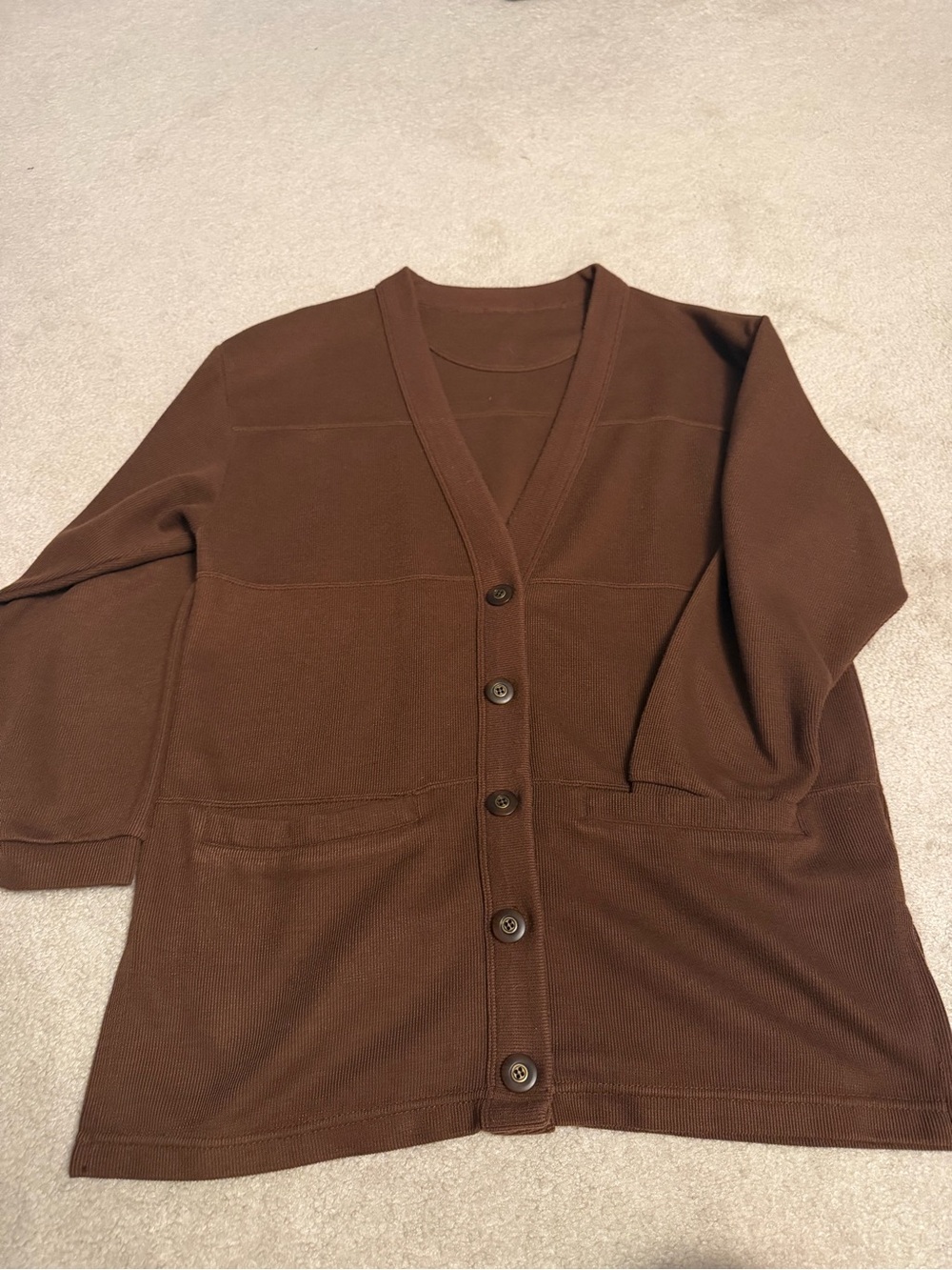 Women’s Brown V-Neck boyfriend Button Cardigan Sweater